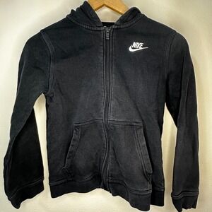 Kids Nike Black Full Zip Hoodie Athletic Casual Comfort Size M